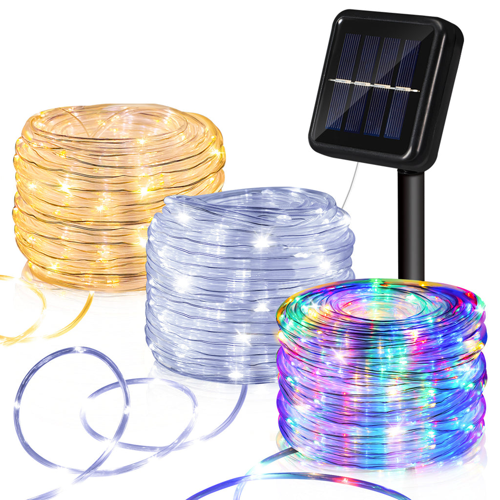 BMOT Solar Lichtschlauch Außen, 100LED Lichtschlauch Solar, Lichtschlauch Außen Solar Wasserdicht mit 8 Modi, Solar Lichterschlauch
