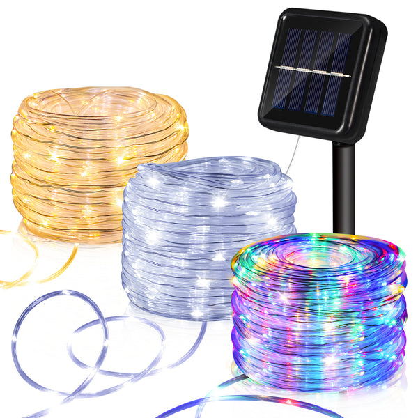 BMOT Solar Lichtschlauch Außen, 100LED Lichtschlauch Solar, Lichtschlauch Außen Solar Wasserdicht mit 8 Modi, Solar Lichterschlauch