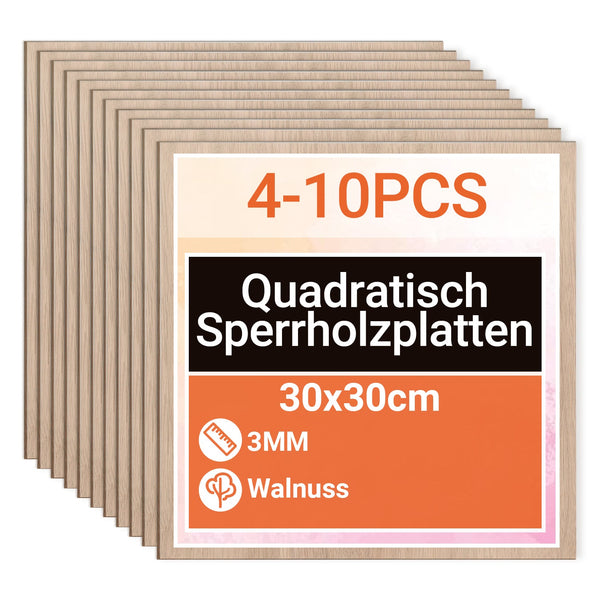 BMOT Sperrholzplatte Walnuss 300*300mm 4-50 Stück