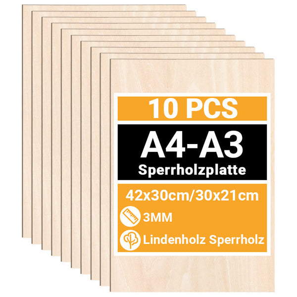 BMOT Sperrholzplatte Lindenholz A3/A4 4-50 Stück