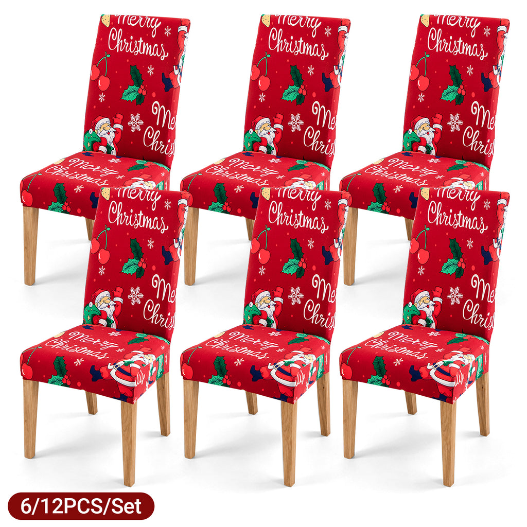BMOT 6x Stuhlhussen Weihnachten sitzfläche Stuhlbezug Stuhlüberzug Deko