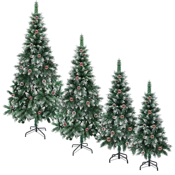 BMOT Künstlicher Weihnachtsbaum mit Tannenzapfen und Schnee
