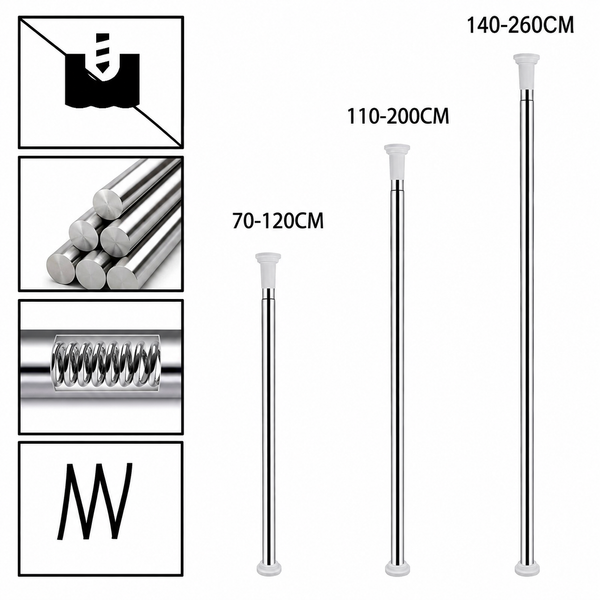 BMOT Teleskopstange ohne Bohren Edelstahl Duschvorhangstange 70-260cm