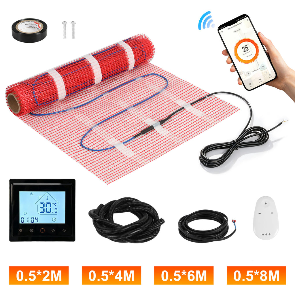 BMOT Elektrische Fußbodenheizung mit WLAN-Thermostat, selbstklebend