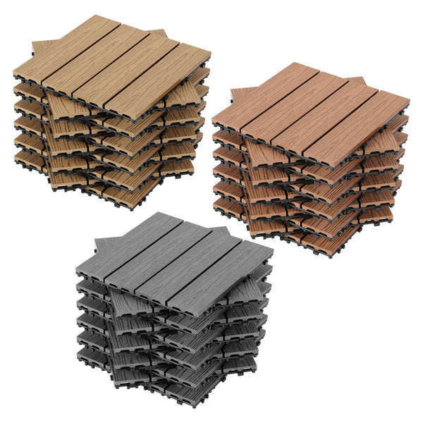 BMOT WPC Terrassenfliesen Balkonfliesen Klickfliese 30x30 cm