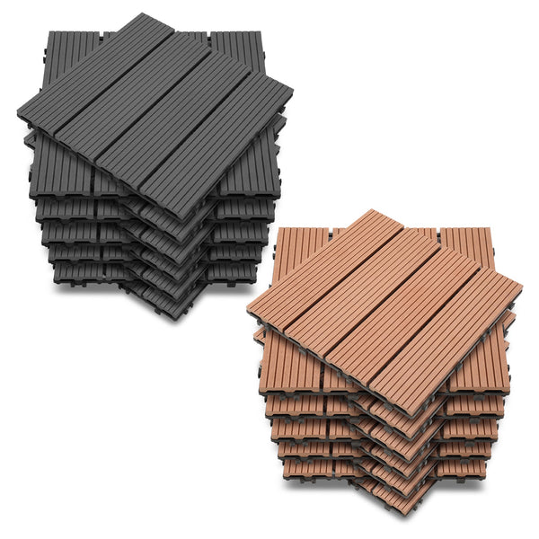 BMOT WPC Terrassenfliesen 30x30 cm 11er Set in Holzoptik