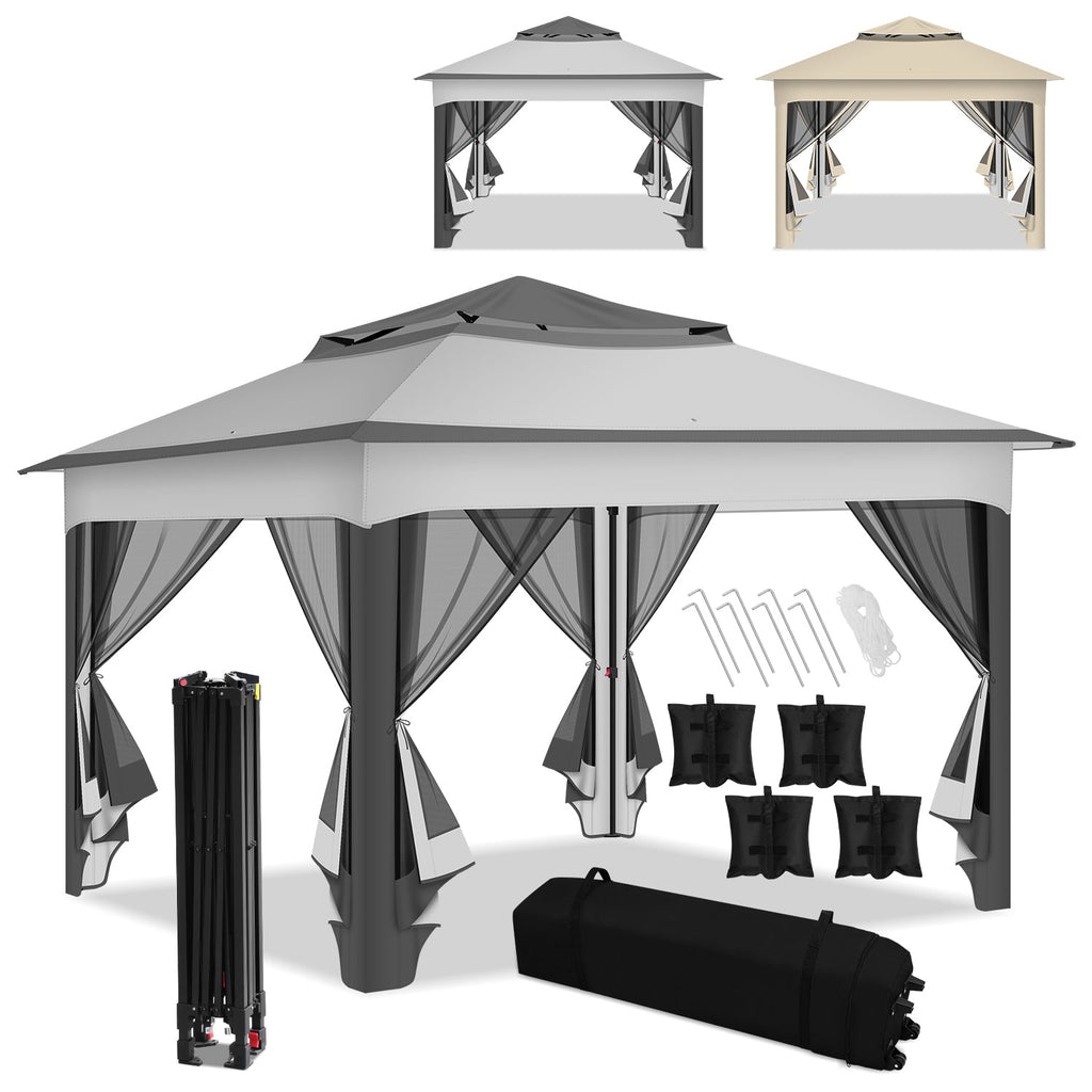 BMOT Faltpavillon Gartenpavillon 3x3m mit Doppeldach