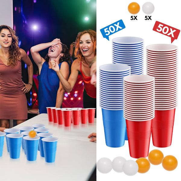 BMOT Pong-Becher-Set 100 Partybecher und 10 Bälle