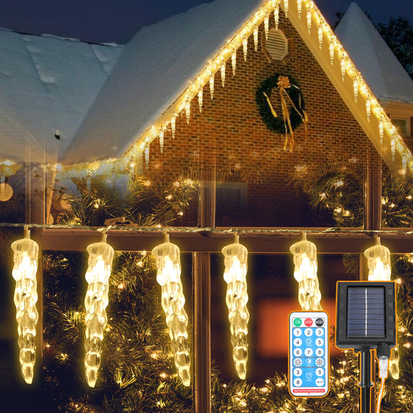 BMOT Solar Eiszapfen Lichterkette mit Fernbedienung 10m