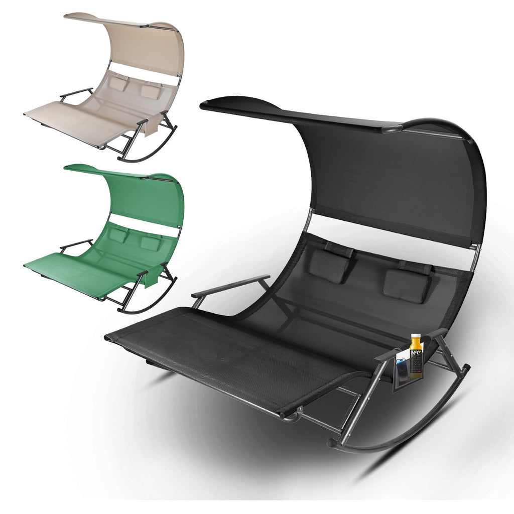 BMOT Doppelliege Sonnenliege mit Sonnendach Outdoor