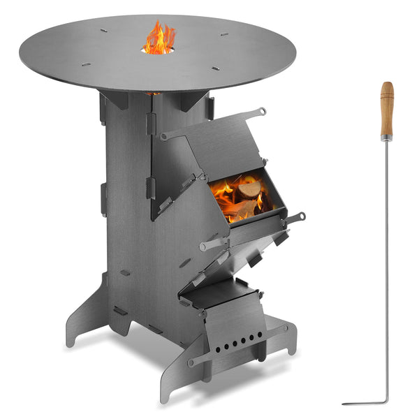 BMOT Raketenofen Fire Gusseisen Stove Grillplatte