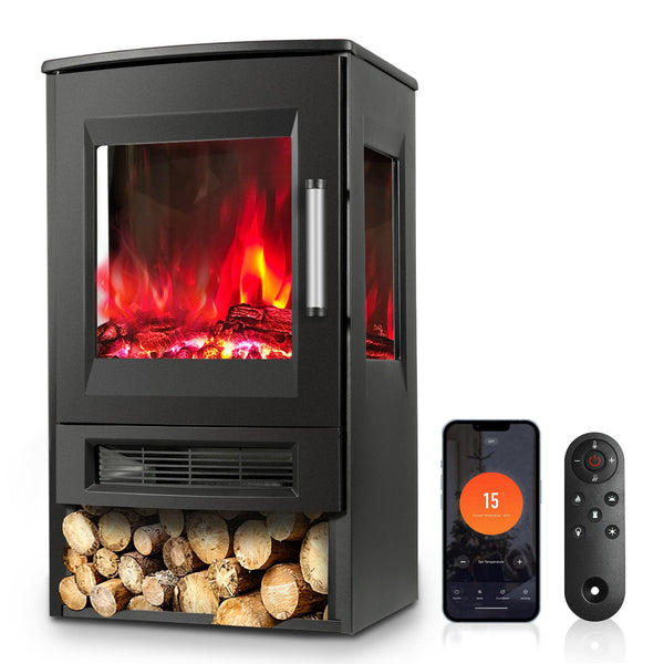 BMOT Elektrokamin mit LED Flammenm WiFi Fernbedienung 900W/1800W