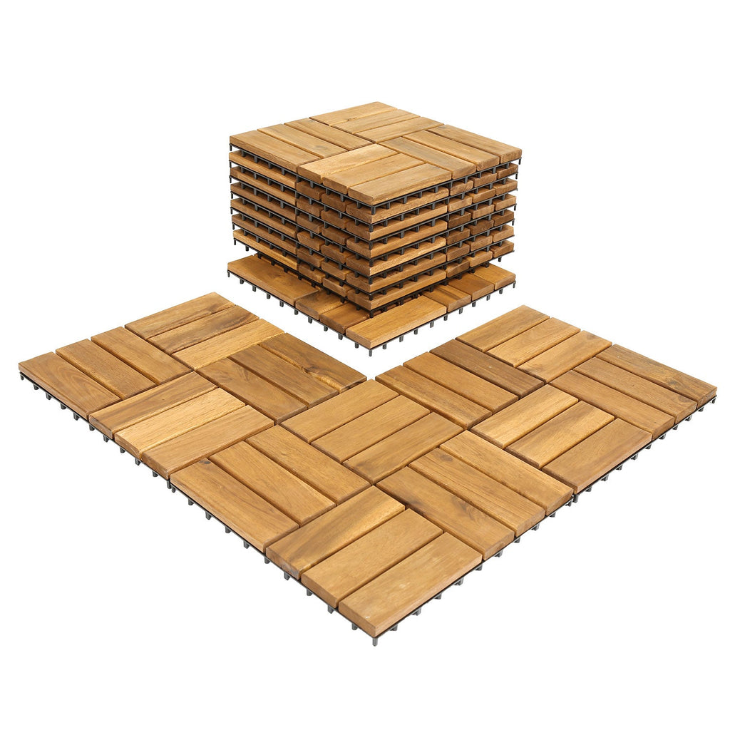 BMOT Holzfliesen 30x30cm 12 Latten Fliese(11 Stück)