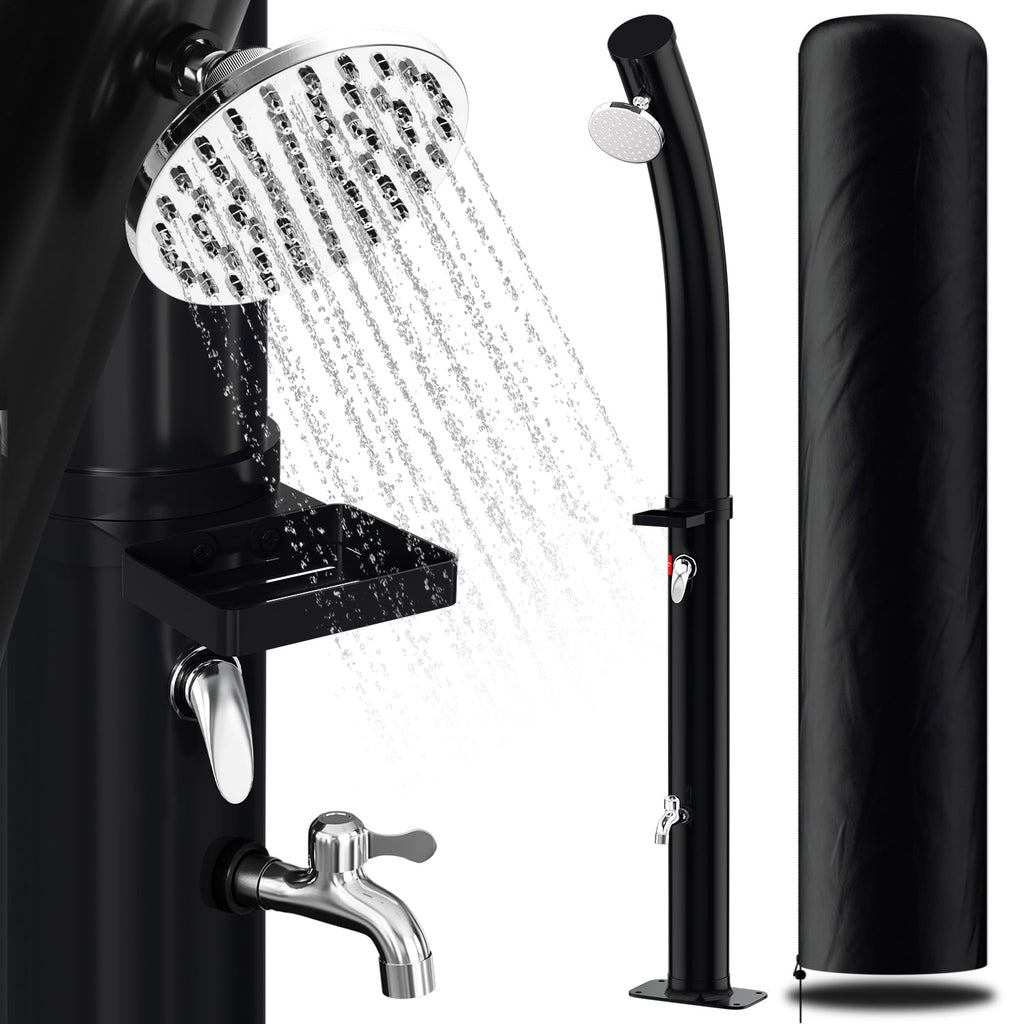 BMOT 20L Solardusche Curve mit Regenduschkopf und Schutzhaube