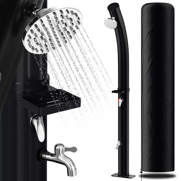 BMOT 20L Solardusche Curve mit Regenduschkopf und Schutzhaube