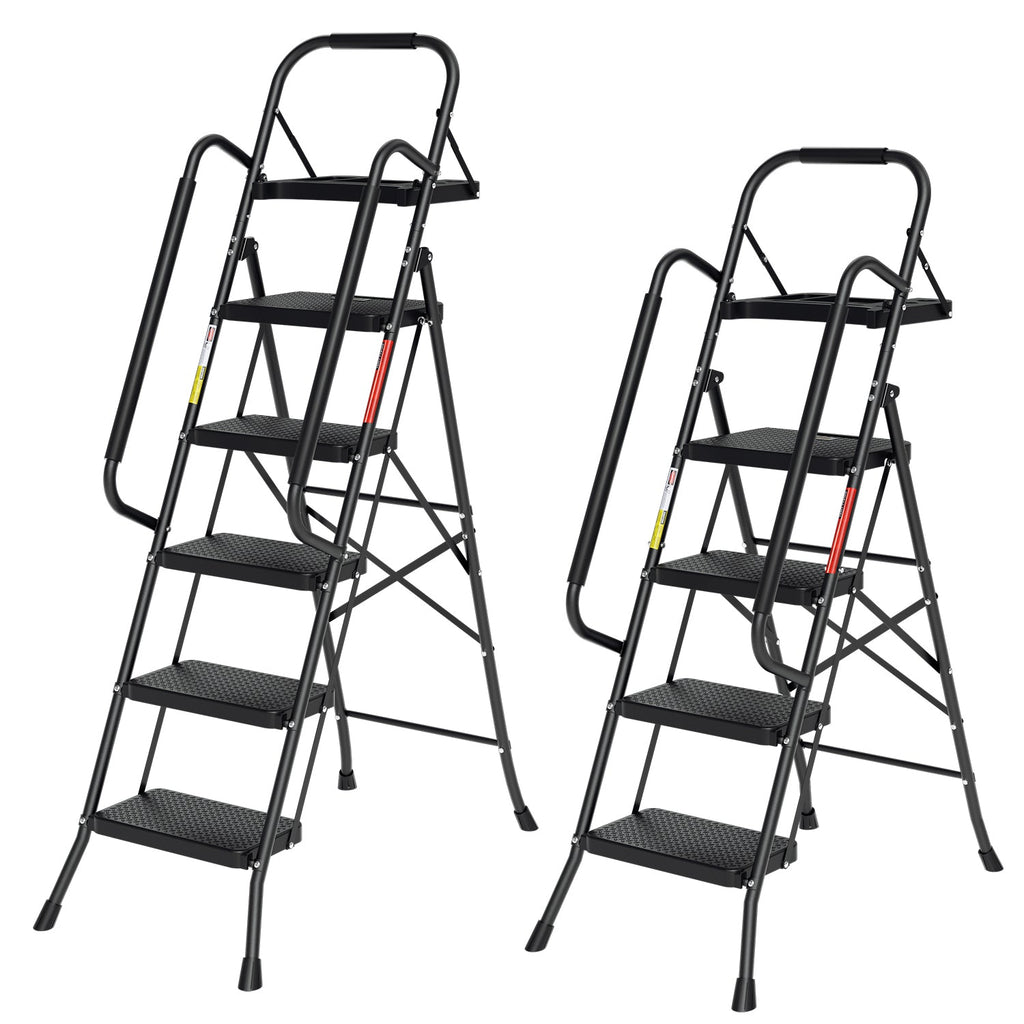 BMOT Klappbar Leiter 4-Stufen/5-Stufen mit abnehmbaren Armlehnen