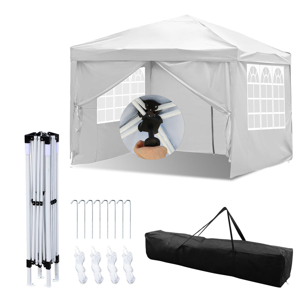 BMOT Pop-Up Pavillon Gazebo mit Zentralverriegelung 3x3m mit Seiten