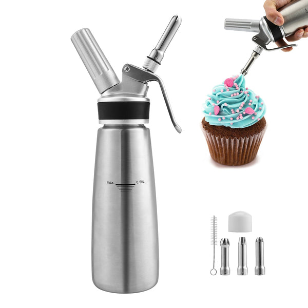 BMOT Sahnespender Edelstahl mit 3 Düsen 500ml