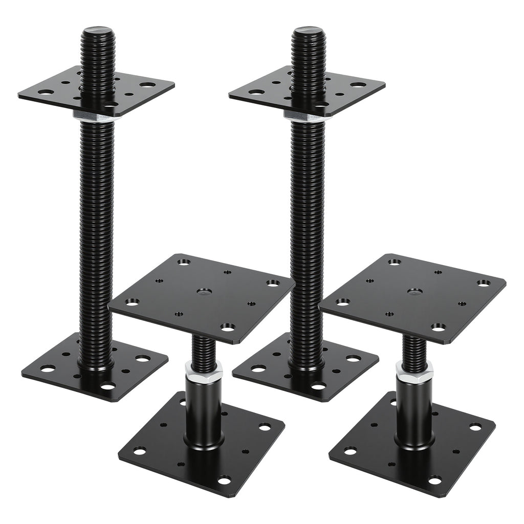 BMOT 2er-Set höhenverstellbare Pfostenträger aus Stahl, 30–250 mm / 90–150 mm, Schwarz oder Silber