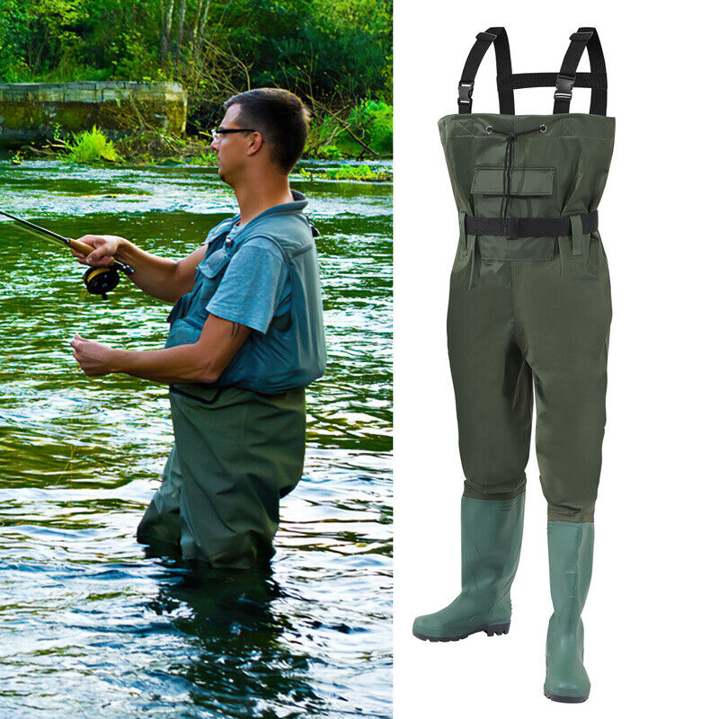 BMOT Wathose Teichhose Angelhose mit Haken und Stiefel