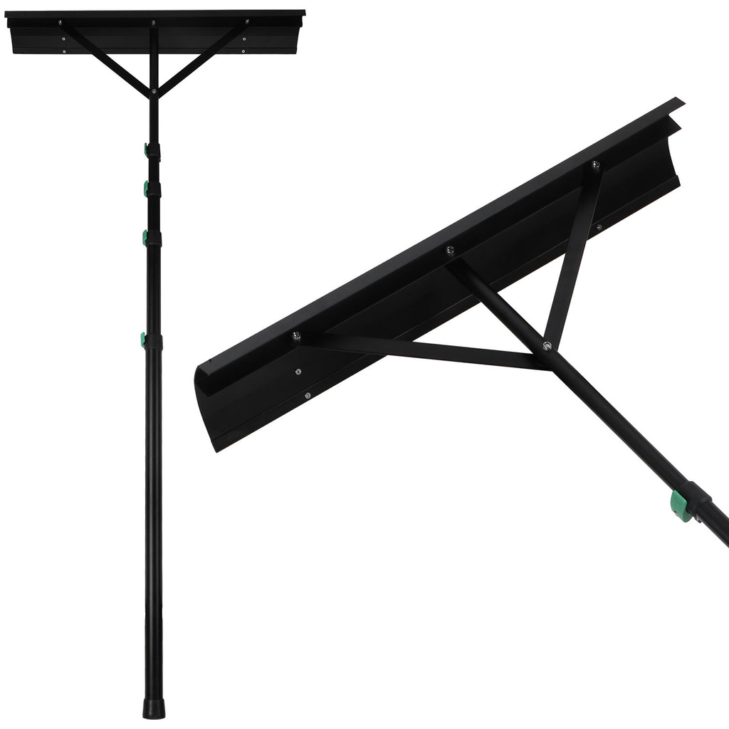 BMOT Photovoltaik Schneeschieber mit Rollen, Aluminium, teleskopierbar 108–480 cm, mit Gummileiste