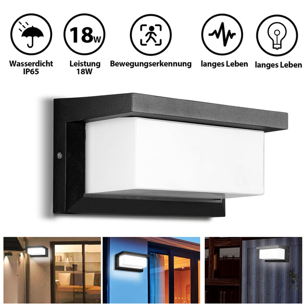 BMOT LED Außenwandleuchte mit Bewegungsmelder 18W IP65
