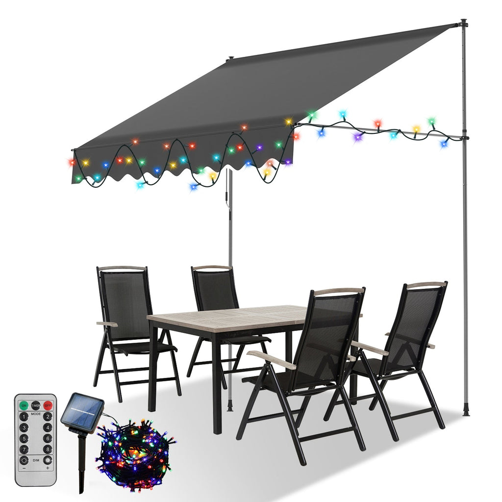 BMOT Klemmmarkise mit Handkurbel & Solar LED Lichtkette