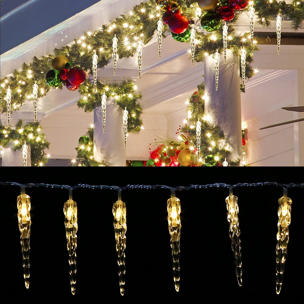 BMOT LED Eiszapfen Lichterkette Wasserdicht 40 LEDs