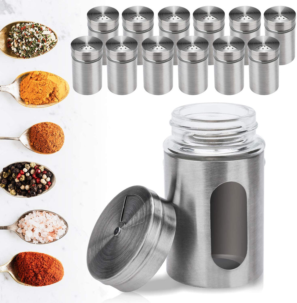 BMOT Gewürzgläser Set 12X Gewürzflaschen Edelstahl