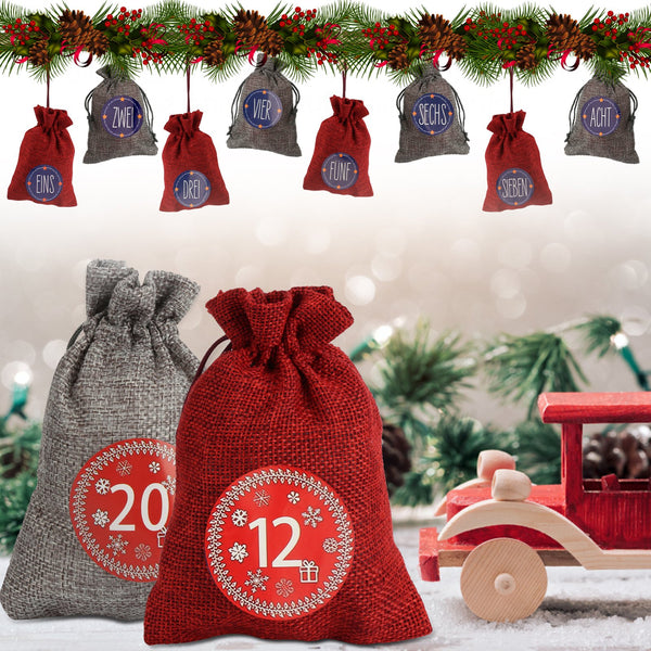 BMOT Adventskalender zum Befüllen Weihnachten Geschenksäckchen Bastelset