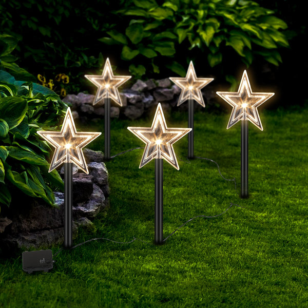 BMOT 5X Sterne Weihnachtsbeleuchtung Gartenleuchte