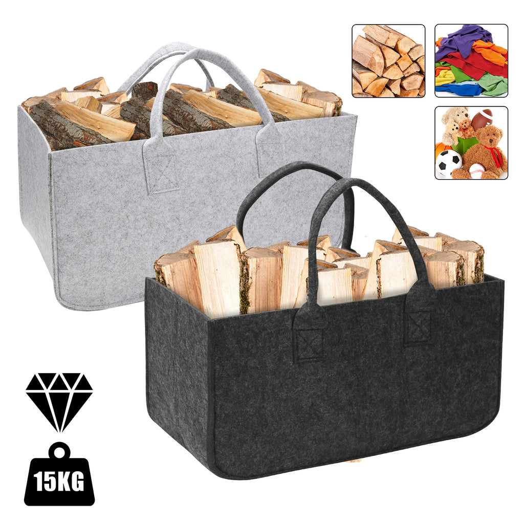 BMOT 2X Filztaschen Filzkorb Kaminholzkorb Aufbewahrungskorb