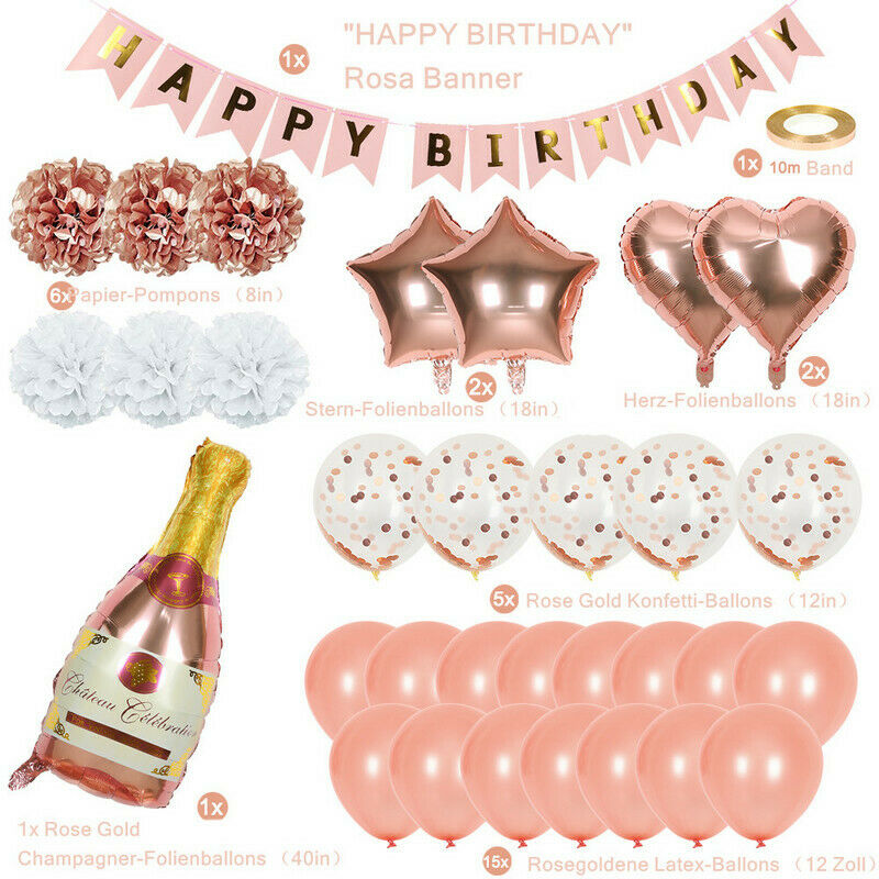 BMOT Luftballons Deko Geburtstag / Bachelorettte Party Roségold